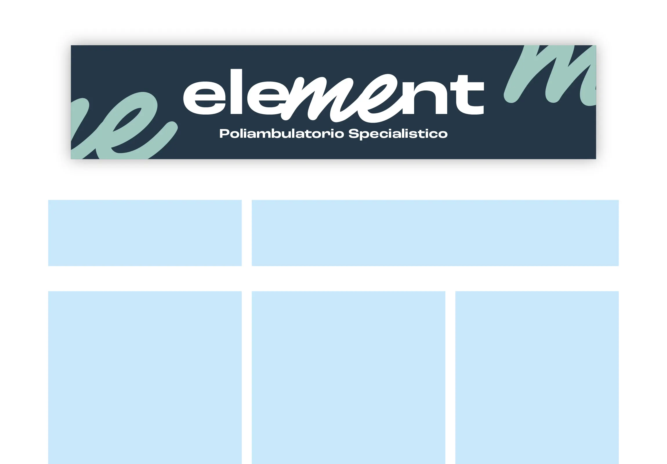 Simulazione dell'insegna e delle vetrine del poliambulatorio Element